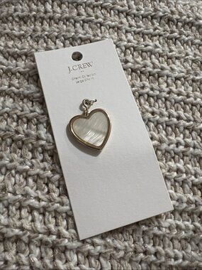 J. Crew Gold Heart Large Charm/Pendant with White Mother-of-Pearl Inlay